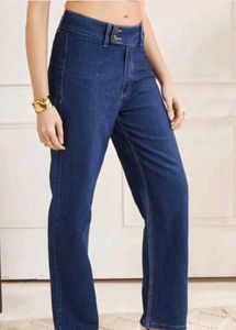 High-Waisted Wide-Leg Denim Jeans