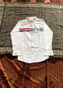 Stylish White lekar Patterned Shirt