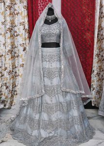 Stunning Silver Embroidered Lehenga Choli