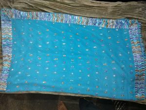 Blue Sequin Saree