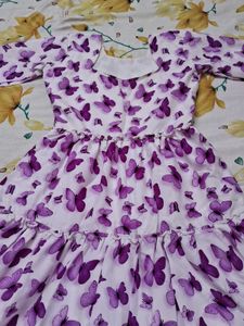 Chic Butterfly Print Tiered Midi Dress