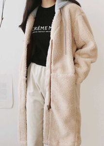 Beige Hooded Teddy Coat- Zipper missing