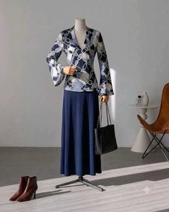 Top with navy blue skirt co-ords
