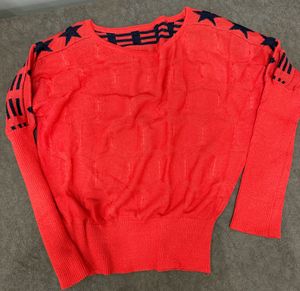 Bright Orange Star Knit Sweater