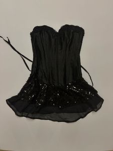Mini Corset Black Dress With Sequin