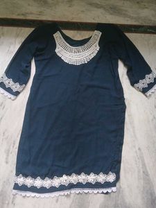 Dark Blue Kurta with Lace