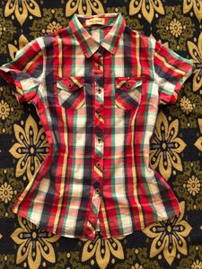 y2k plaid short sleeves shirt