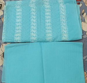 Beautiful Teal Embroidered Dress Material