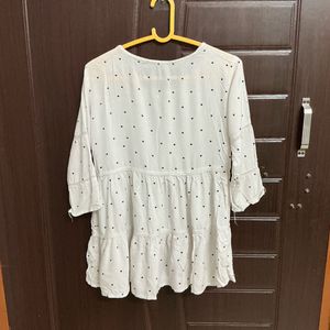 White Polka Dot Tunic Top