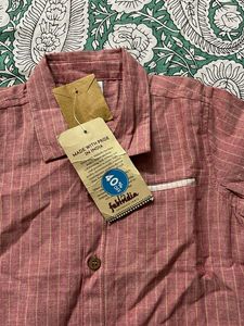 Striped Short-Sleeve Button-Up Shirt