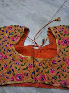 Embroidered Orange Blouse