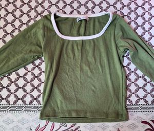 Olive Green Long Sleeve Top