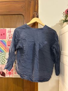 Blue Button-Up Collared Shirt