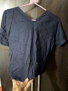 Blue V Neck Top