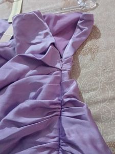 Elegant Lavender One-Shoulder Ruched Dress