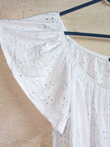Oversized Broderie Anglaise Off-Shoulder Top