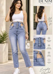 30, 32 size High Waist Cut-Out Denim Jeans
