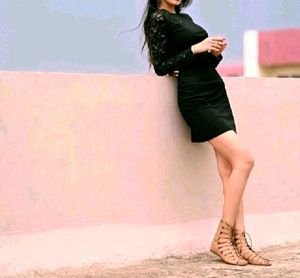 Chic Full Sleeve Bodycon With Black Sheer