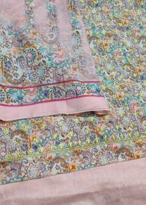 Pure Masleen Shimmer Weaving Suit Golden Embroider