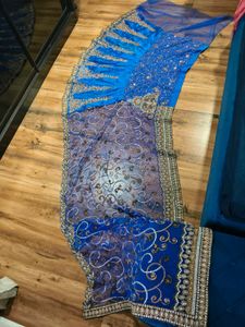 Beautiful Blue Embroidered lehanga  Saree