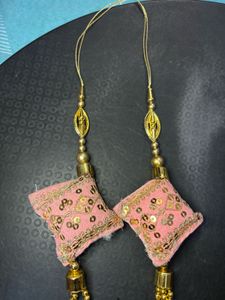 Pink &amp; Golden Lehenga Latkan Set of 2