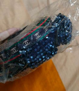 Sparkling Blue Bow &amp; Multicolour Printed Headband