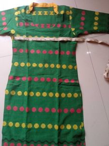 Green Kurta Set with Yellow Dupatta