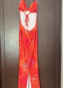 Stunning Orange Print Maxi Dress