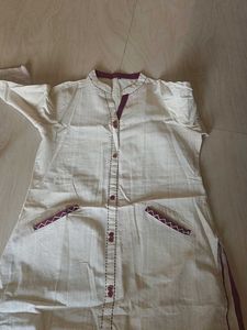 Cream Kurta with Maroon Accents, only kurti
