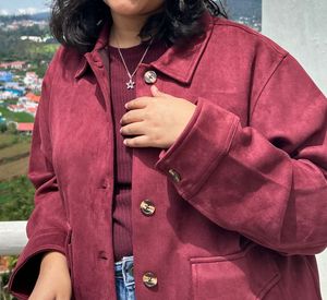 Maroon Suede Finish Jacket Coat