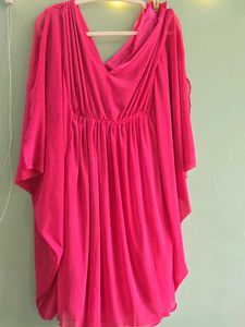 Vibrant Pink Flowy Mini kaftan Dress