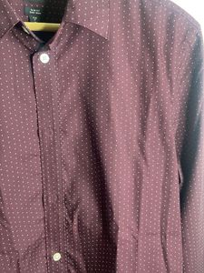 Men's Burgundy Printed Full Sleeve Shirt