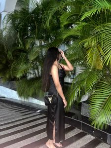 Elegant women black colour dress