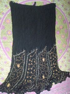 Boho Black Embroidered Maxi Skirt