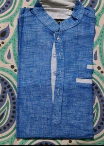 Blue Linen Blend Kurta