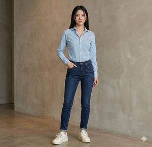 Ralph Lauren Girls/Women's Aqua Blue & White Strip