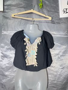 Chic Boho Black Cropped Top