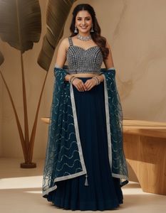 Elegant Blue Lehenga Choli (free size )