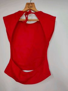 shein red backless crop top