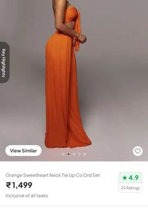 Orange Sweetheart Neck Co-ord Set