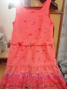 Coral Floral Print Dress