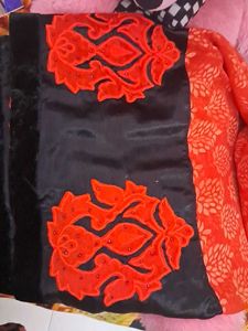Orange Saree with Black Border in barso💃💃🎉🎉