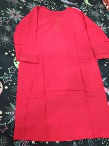 Vibrant Red Embroidered Kurta
