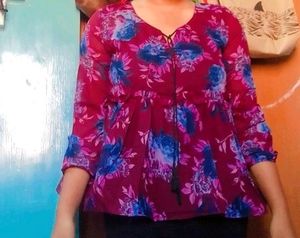 New Peplum Top Flared And Georgette Fabric
