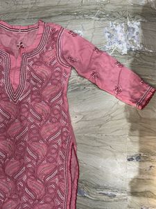 Elegant Pink Chikankari Kurti