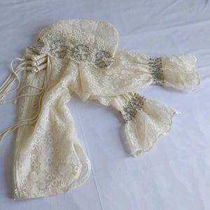 Imported white Lace Hoodie jacket with crystals🔮