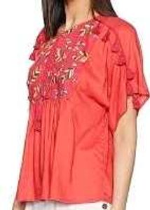 Stylish Embroidered Tunic Top with Tassels