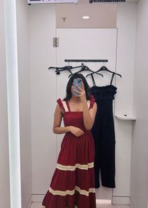 Boho Chic Red Dress with Lace Details