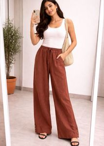 High-Waisted Wide Leg cotton Pants