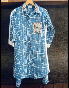Stylish Blue Printed Kurta Set